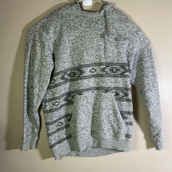 Vans Pullover  Hoodie Mens XL  Geometric Ribbed  Sweatshirt  Heather Gray Aztec - Picture 1 of 15